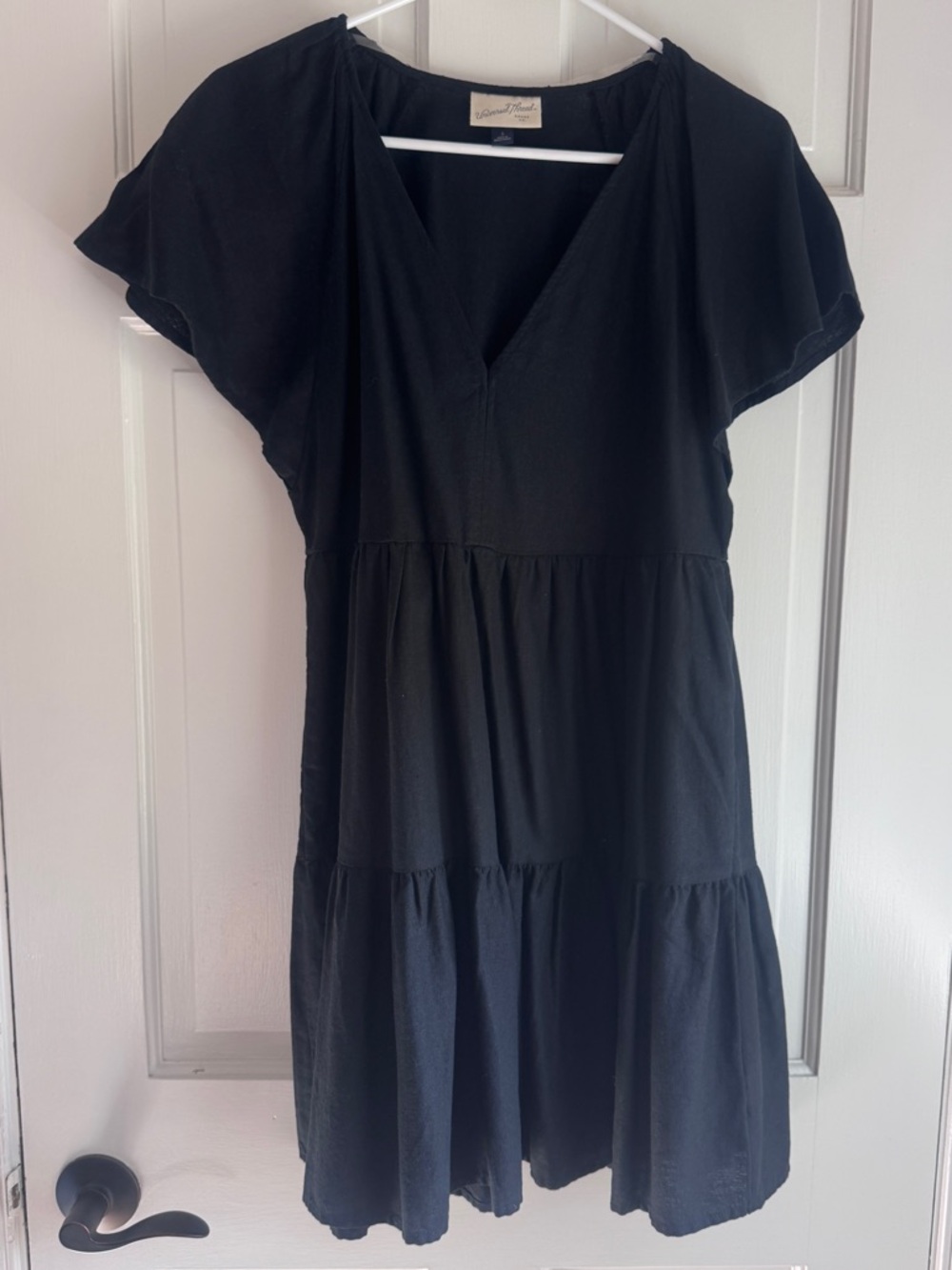Universal Thread Black Linen Blend Tiered Mini Dress Size Small